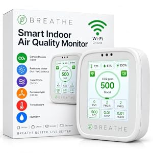 BREATHE Airmonitor Plus Indoor Air Quality Monitor w/CO₂, PM & App. Gen 2.