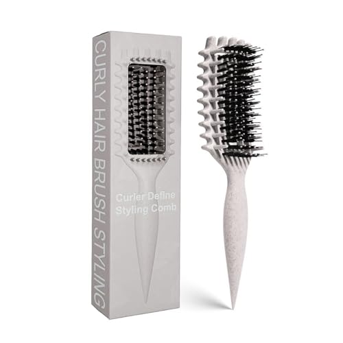 Image of Curly Hair Brush Candybrush Curl Defining Brush for Detangling Shaping and Defining Curls for Women, Men, Wet & Dry Hair (Beige)