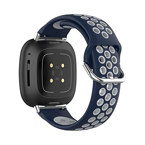 KINOEHOO Correas para relojes deportivos de silicona medianoche azul-gris para Fitbit Versa 3/Sense Cover