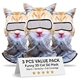 3 Packs Cat Ski Mask Shiesty Sheisty Shisty Balaclava Full Face with Ears 3D Cute Funny Animal for Outdoor Beige