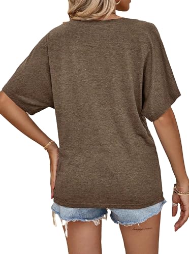 Image of Hilinker Womens Sexy Off The Shoulder Tops Short Batwing Sleeve T Shirt Oversized Casual Tee