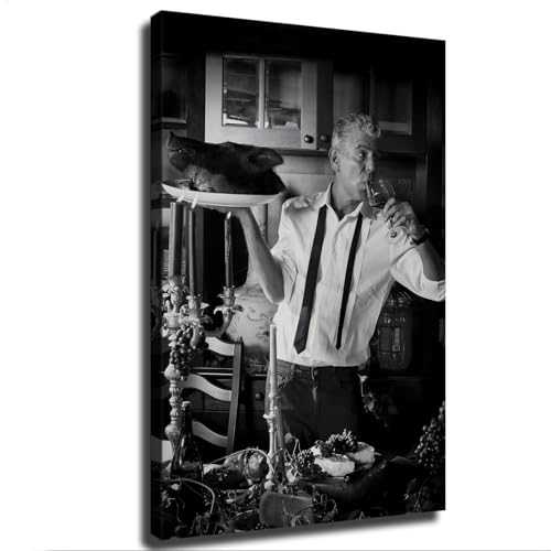 Black And White Anthony Bourdain Wall Poster 16x24