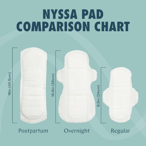 Image of Nyssa Organic Cotton Cover Overnight Pads, Super Absorbency - Extra Long Menstrual Pads with Wings, 15.5 Inch - Chlorine Free & Fragrance Free (2-Pack)