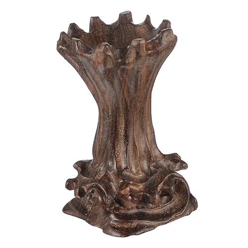 GLEAVI Wood Carving Base and Crystal Ball Stand Large Ebony Wood Sphere Holder for Decorative Display, 9cm Height, Suitable for Crystal, Walnut, and Egg Carvings