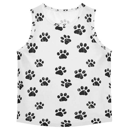 J JOYSAY Distressed Paw Footprint White Boys Tank Top Sleeveless Muscle Shirts Quick Dry Kids T-Shirts 3-15T