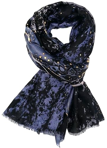 Purple Possum® Blue Scarf Ladies Sparkly Gold Coloured Abstract Wrap Large Womns Lightweight Shawl