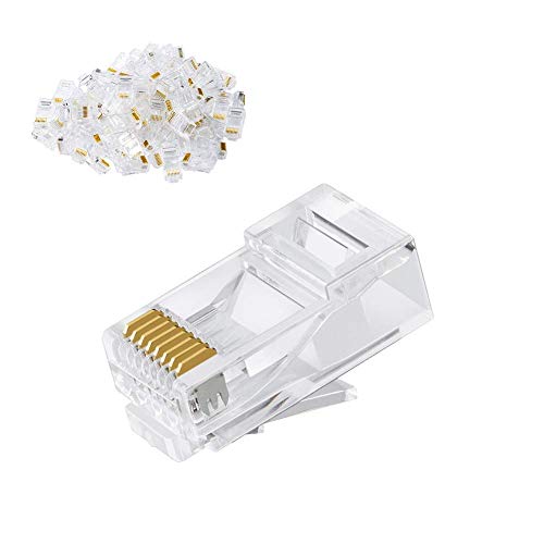 Image of PIKABOO RJ45 Connectors Pack 100 Pieces | Flexible, Durable Transparent Plugs for LAN Connections