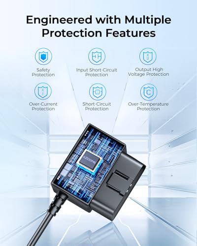 Image of AZDOME Type C Port OBD Hardwire Kit for Dash Cam, Easy to Install, Support Parking Mode, 11FT 12V-24V to 5V Power Cable for Car Camera with Type C Port, Low Voltage Protection (Matte Black)