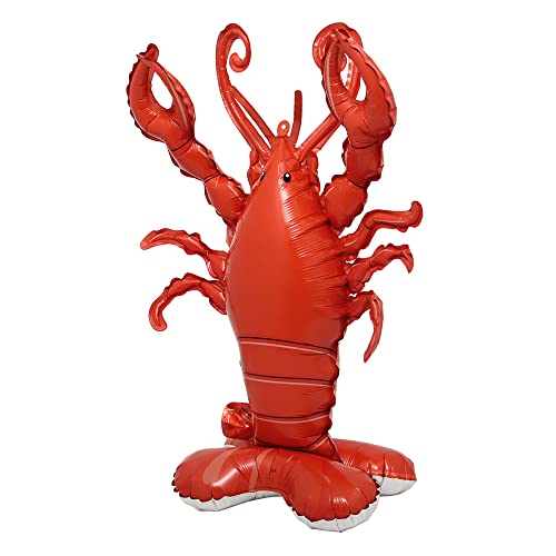 Selfstand 3D Animal Fox Koala Lion Elephant Panda Cow Rabbit dinosaur Triceratops Stegosaurus Baby shower Ball Foil Balloons Birthday Party Baby Shower Decorations Kids Toys (Base Lobster)