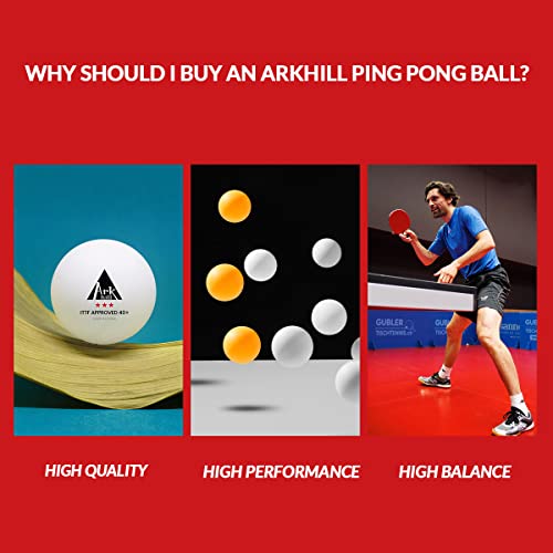 Arkhill 3 Star Ping Pong For Table Tennis, Ittf Certified Professional 40+ Balls, Practice, Training, Or Competition Use, Orange 40Mm Ball Bulk Sets, High Performance 6 Pack #TOP5