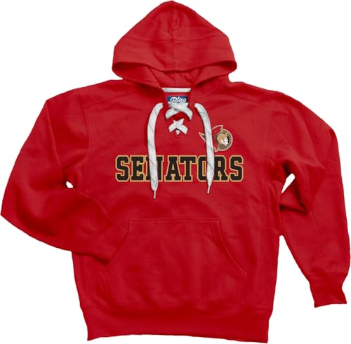 Blue 84 Ottawa Senators NHL Officially Licensed Lace Up Hockey Hooded Sweatshirt, XX-Large Team Color