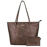 Montana West Large Leather Tote Bags for Women Top Handle Shoulder Bag Satchel Hobo Purses and Handbags (EDC Brown)