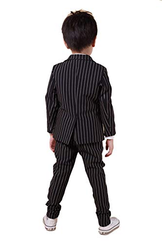 Yufan Boys Pinstripe Suits Separated Blazer & Pants 2 Pieces Black & White 2 Colors (5, Black) #TOP1