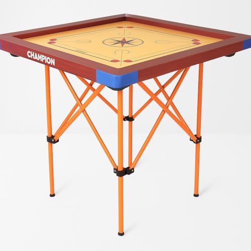 KNK Carrom Board Stand – Foldable, Height Adjustable, Professional Quality (Orange)