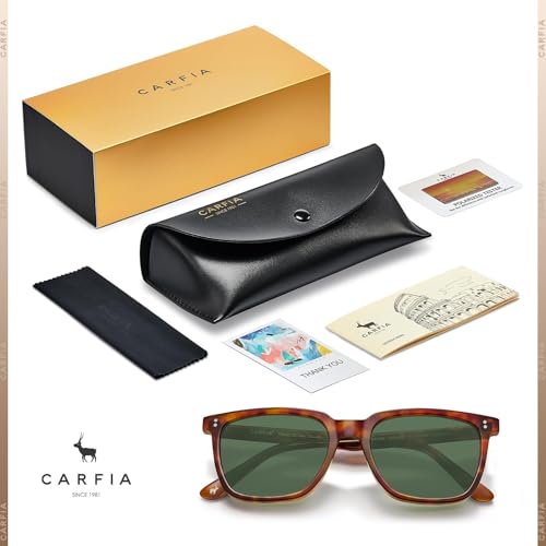 Image of CARFIA Retro Acetate Polarized Sunglasses for Men UV400 Protection Driving Outdoor Anti-Glare Sun Glasses CA5354WS