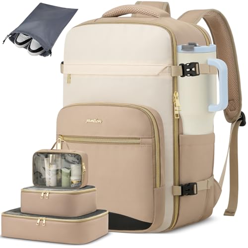 Image of YAMTION 40L Large Travel Backpack for Women,Carry On Luggage with 4 Packing Cubes, Airline Approved Weekender Backpack for Personal Items fits 17 Inch Laptop