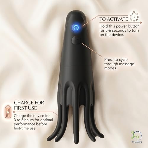 Image of KLEN Electric Massager Machine For Men Stress Relief - Full Body Pain Handheld Waterproof Wireless Portable Vibration Massage Device Muscle Relaxation & Self Use
