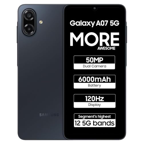 Image of Samsung Galaxy A07 5G (Black, 6GB RAM, 128GB Storage) Other Offers