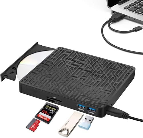 Unidad externa CD DVD 3 en 1 con lector tarjetas USB-C miniatura 1