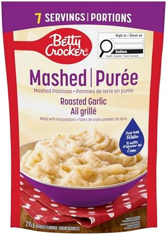 BETTY CROCKER Mashed Potatoes Roasted Garlic Flavour, Made with Real Potatoes, 215 Grams Package of Mashed Potatoes - 5