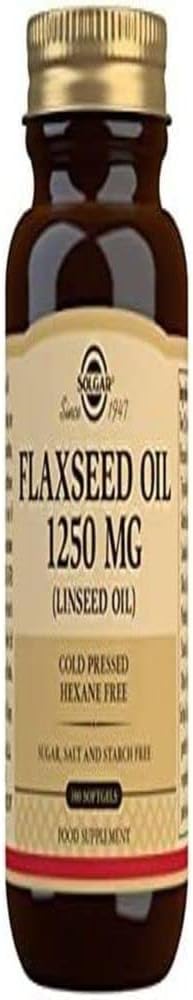Solgar Flaxseed Oil 1250 mg, 100 Softgels - Organic, Cold-Pressed Omega 3 Essential Fatty Acids - Supports Heart, Immune & Skin Health - Non-GMO, Gluten Free, Dairy Free - 50 Servings