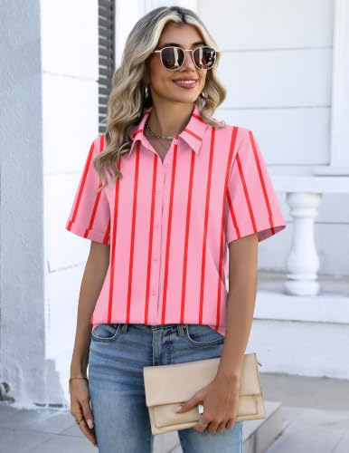 Image of Zeagoo Womens Summer Tops Long Sleeve Button Down Shirts Striped Blouses