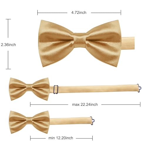 Image of YourTies Bow Ties for Men Pretied Bowties Solid Color Satin Bow Tie Formal Business Tuxedo Wedding Party Prom