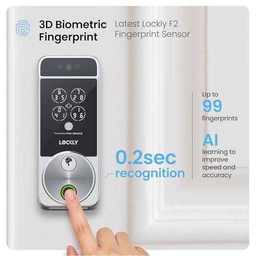 Image of Lockly Visage Zeno Series Smart Lock, Facial Recognition & Fingerprint Keyless Entry Door Lock, Built-in Wi-Fi Deadbolt with Apple Home Key, PIN Genie Keypad, App Remote Control, Easy Installation