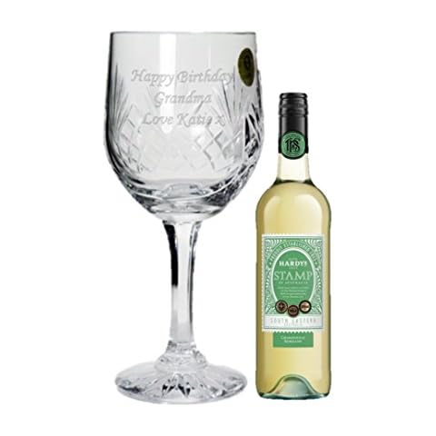 Personalised Engraved Cut Crystal Wine Glass with Wine Cover