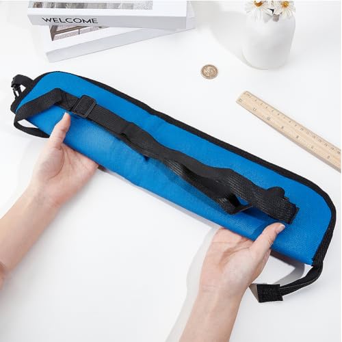 Image of GORGECRAFT Drum Stick Bag Drumstick Holder with Crossbody Shoulder Strap Hooks Open Size 46x20cm Blue Portable Carrying Handbag Hanging Bag for Drumsticks Mallets Brushes Storage Case