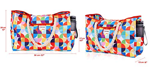 SHYLERO Beach Bag and Pool Bag. Water Repellent. Has Airtight Pouch, Magnetic Snap Closure, Ton of Pockets. Family Size - Image 6
