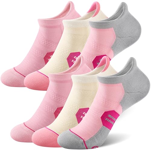 Image of CS CELERSPORT 6 Pack Women's Ankle Running Socks Cushioned Low Cut Tab Athletic Socks