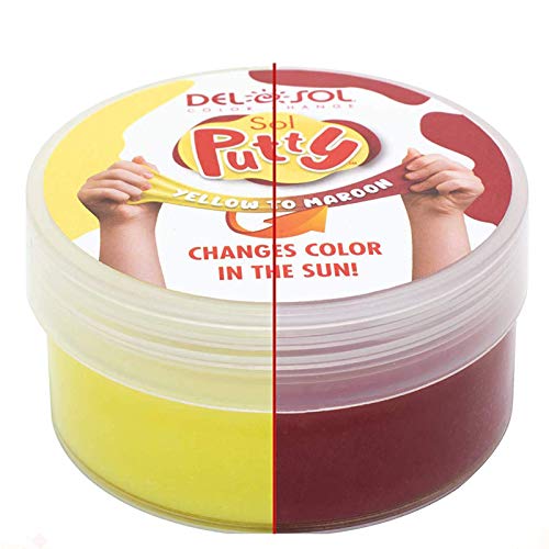 Del Sol Color-Changing Putty - Sol Putty - Changes Color from Yellow to Red in The Sun - Nontoxic, All-Organic Formula, Stain-Free, Water Soluble - 58 Grams/2.05oz