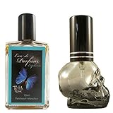 Teufelsküche Patchouli 'Euphoric' + Flacone vuoto teschio patchouly con muschio, Eau de Parfum da uomo, profumo gotico, mini bottiglia di vetro, 10 ml, patchouly gotico