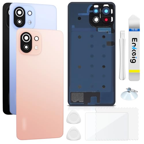 Vitre arrière pour Xiaomi Mi 11 Lite rose avec son kit de réparation de batterie