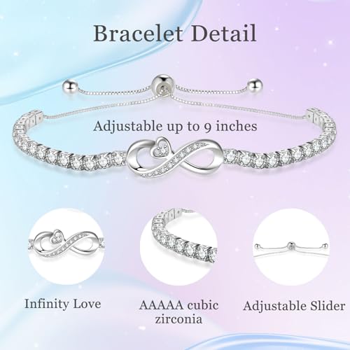 Image of Gift for Best Friends Mom Daughter Girlfriend Wife Grandma Sister Bestie, Infinity Love Heart Bracelets for Birthday Christmas Valentins's Day Mother's Day Jewelry Gifts Adjustable