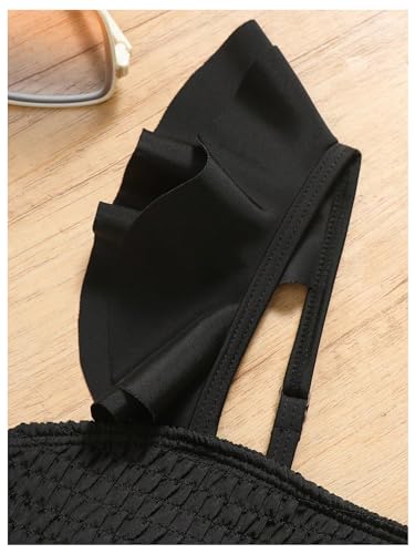 WDIRARA Girl's 2 Piece Ruffle Hem Shirred Tankini Sets Tank Top & High Waist Bikini Set3