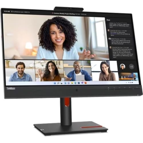 Image of Lenovo ThinkVision T24mv-30 24 Class Webcam Full HD LCD Monitor - 16:9 - Raven Black