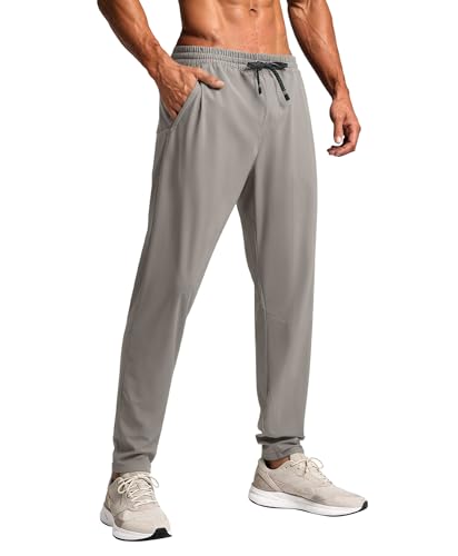 BRXL Men’s Lightweight Track Pants with Zipper Pockets Tapered Athletic Pants for Running Workout Grey XL