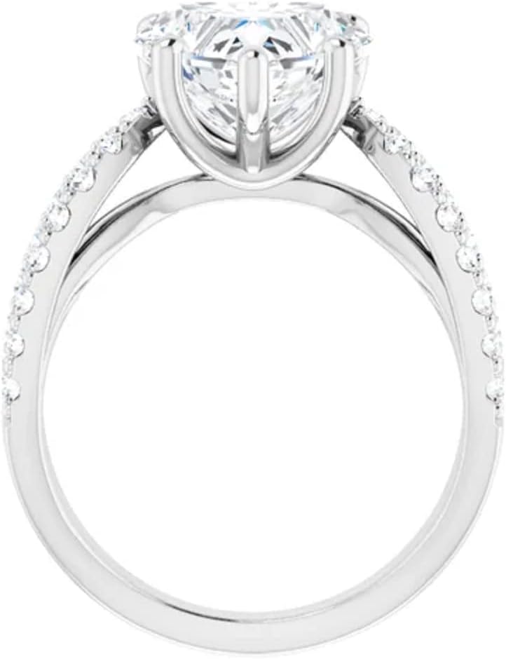 JEWELERYIUM 5 CT Heart Cut Colorless Moissanite Engagement Ring, Wedding/Bridal Ring Set, Solitaire Halo Style, Solid Sterling Silver Vintage Antique Anniversary Promise Ring Gift for Her