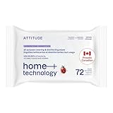 ATTITUDE All Purpose Disinfecting Wipes, Kills 99.99% of Germs & Viruses, Biodegradable, Vegan, Lavender & Thyme Scent, 72 Count