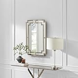 Furniturebox UK Opaline Grey Large Rectangle Wall Mirror 90x60cm – Ornate Art Deco Style with Smoked Grey Reflective Frame – Horizontal or Vertical Hanging For Living Room, Bedroom, Hallway