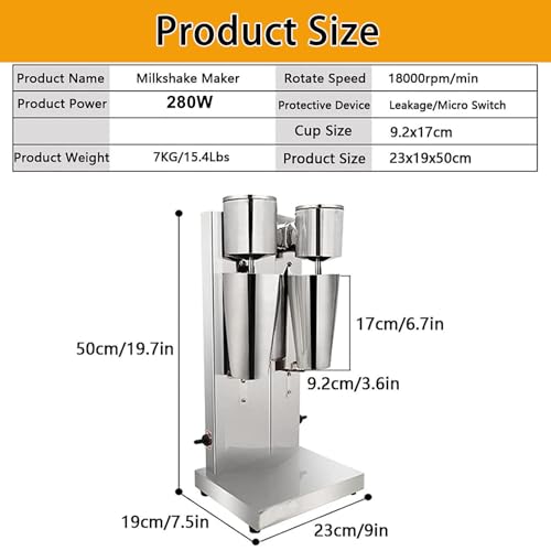 Batidora comercial de 280W de doble velocidad para batidos de leche densos 7