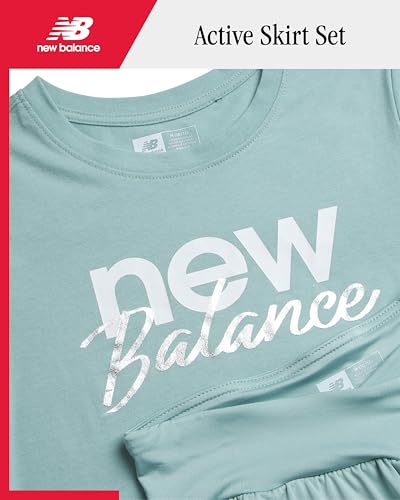 Image of New Balance Girls Athletic Skort Set - 2 Piece Active Short Sleeve Girls Shirts & Tennis Scooter Skirt Clothing Set