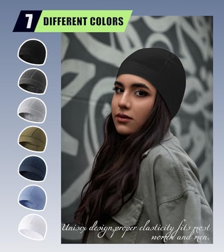 Hovyjumz Cotton Skull Cap Breathable Helmet Liner Sleep Hat for Men Women — view 5