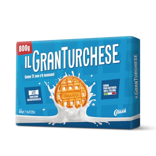 Il GranTurchese - Biscotti Frollini con Buchi, Farina Italiana, Packaging con Carta Certificata FSC da 800g, 12 Confezioni Salvafreschezza