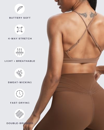 Image of Aoxjox Women's Workout Sports Bras Jamie Deep V Fitness Training Gym Bra Yoga Crop Tank