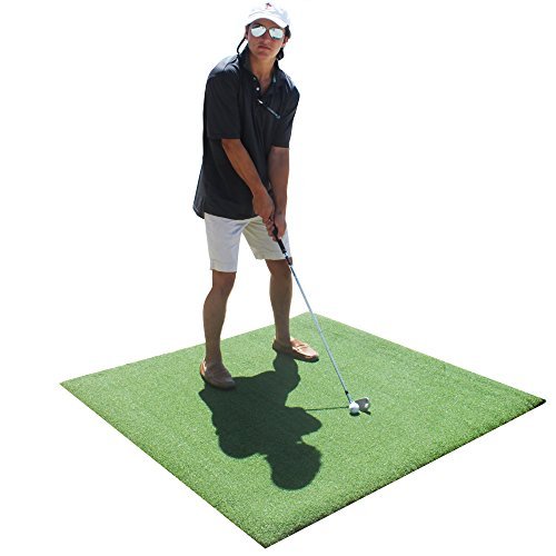 5 Feet x 5 Feet Heavy Duty Commercial Tee Elite Golf Practice Mat. Use Real Wood Tees. Indoor Outdoor Simulates Real Grass. Hit Down On The Ball.
