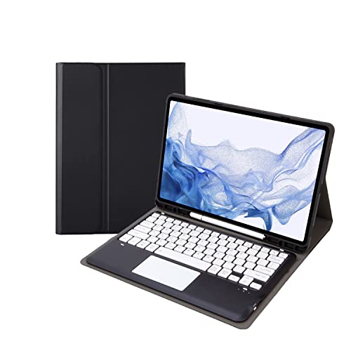 Vowor Tastiera Tablet Per Samsung Galaxy Tab S8 Plus/S7 FE/S7 Plus 12.4 Pollici Custodia, Rimovibile Magnetica Pelle Cover con Touchpad Tastiera Bluetooth Wireless Keyboard, S Pen holder (Nero)