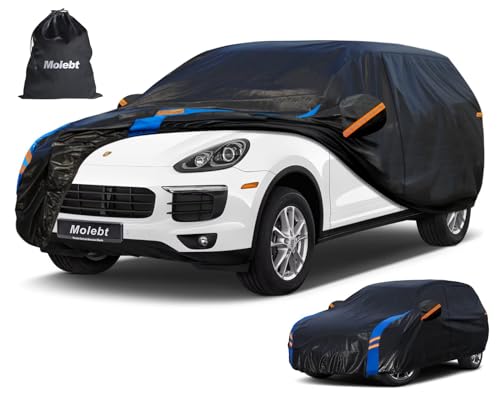 Image of Custom Fit SUV Car Cover for Porsche Cayenne (2002-2026), Upgraded Waterproof All Weather Outdoor Auto Cover with Driver Door Zipper & Mirror Pockets, UV /Snow /Dust Protection